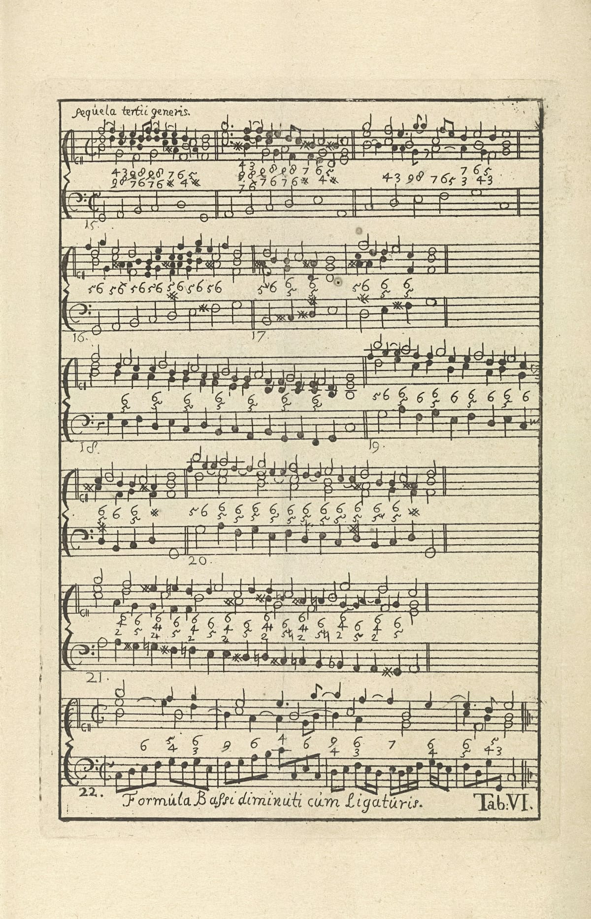 Printed table of music notation on aged paper, used to represent structured planning